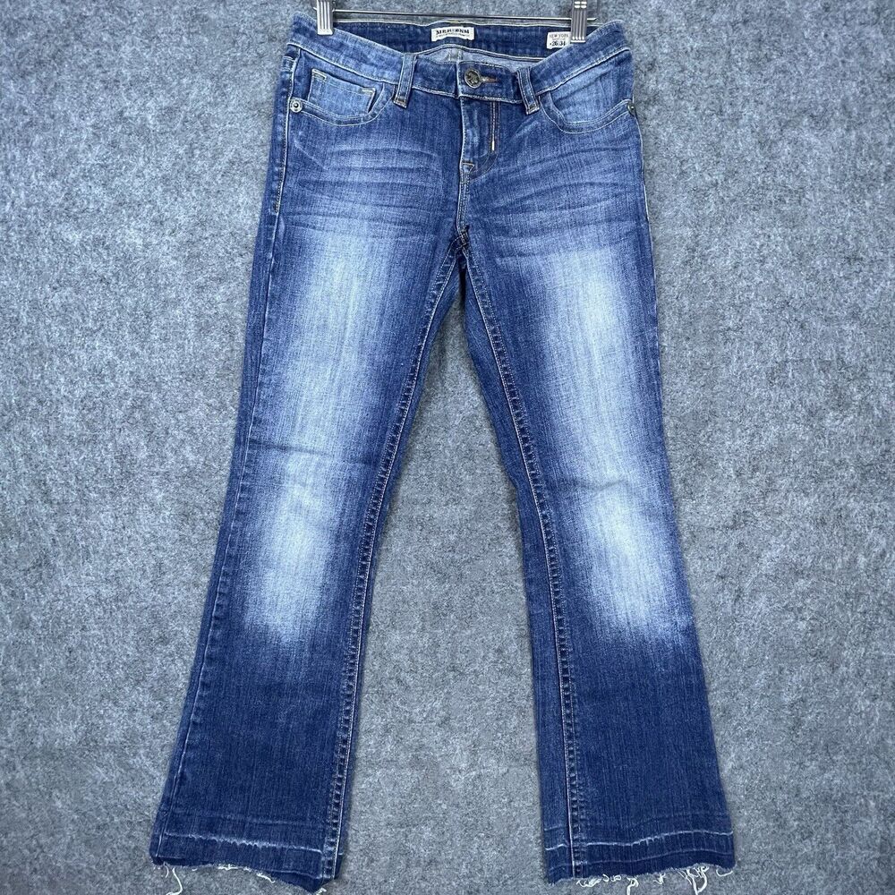 MEK DNM Jeans Womens 26‎ New York Boot Cut Raw Hem Flap Pockets